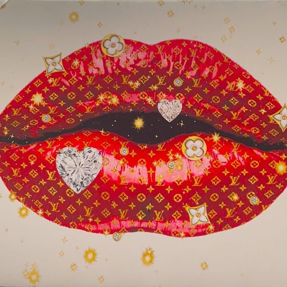 None Other - RED LIPS CANVAS WALL ART 15.5” x 12”